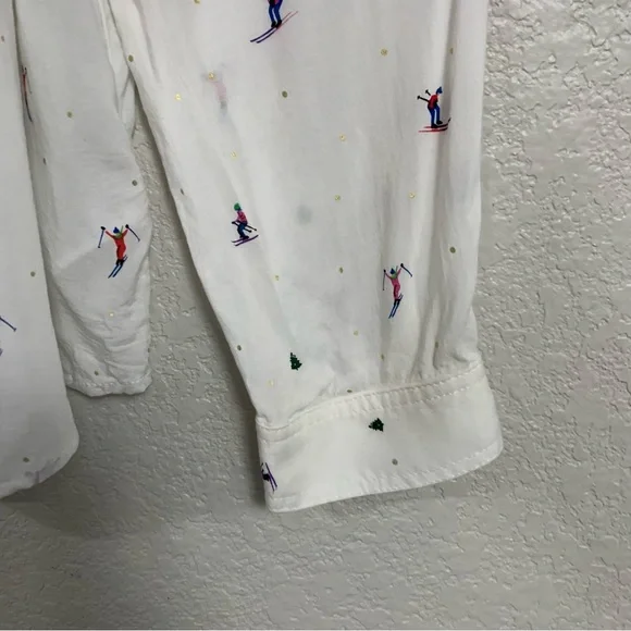 32 of 52 Conversations Anthropologie Blouse Top Womens 16 Skier Novelty Print - Picture 8 of 16